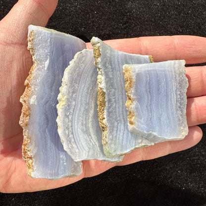 Natural Blue Lace Agate Slice with Calming Blue and Peaceful Veins; Rare Blue Lace Chalcedony Crystal Slice