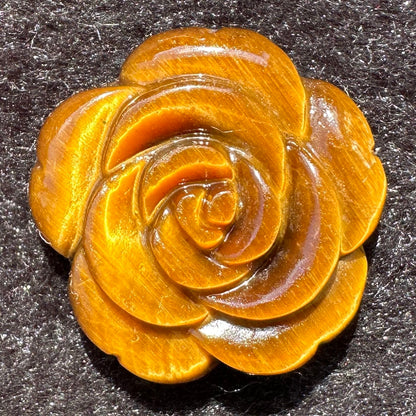 High-quality Tiger's Eye Rose Carving, Natural Tiger Eye Flower Carvings, Rose Sculpture