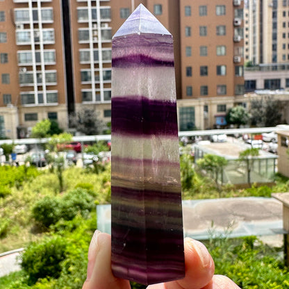 Natural Colorful Fluorite Crystal Point, Rainbow Fluorite Tower, Multicolored Fluorite Obelisk, Fluorite Healing Wand, Energy Point