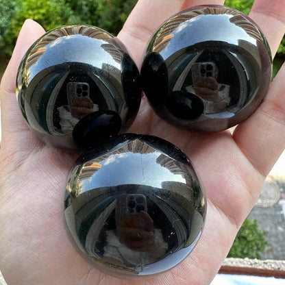 Black Obsidian Mini Sphere, 3.7-4.2cm/1.46in-1.65in Obsidian Ball, Crystal Sphere