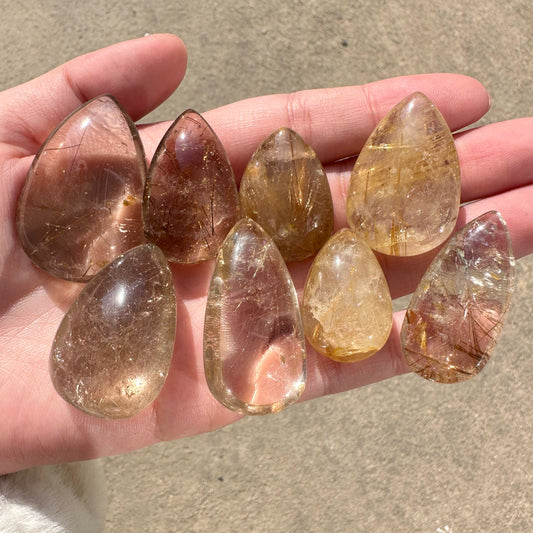 Golden Hair Quartz Tear Drops - Various Grades and Sizes; Rutile Quartz Crystal Tear Drop Pendant without Hole