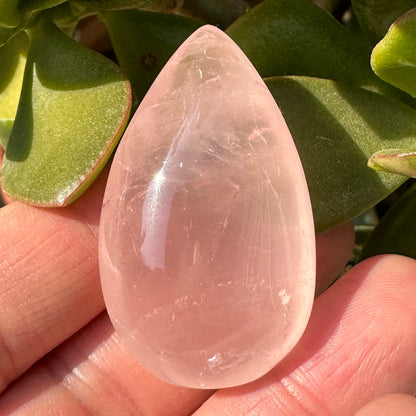 Natural Rose Quartz Teardrop Pendant Without Hole, Polished Crystal Droplet, Gemstone Tear-Shaped Charm