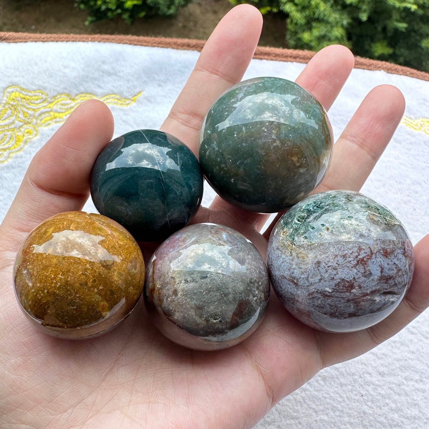 Natural Ocean Jasper Mini Sphere, Sea Jasper Orb, Jasper Pocket Sphere