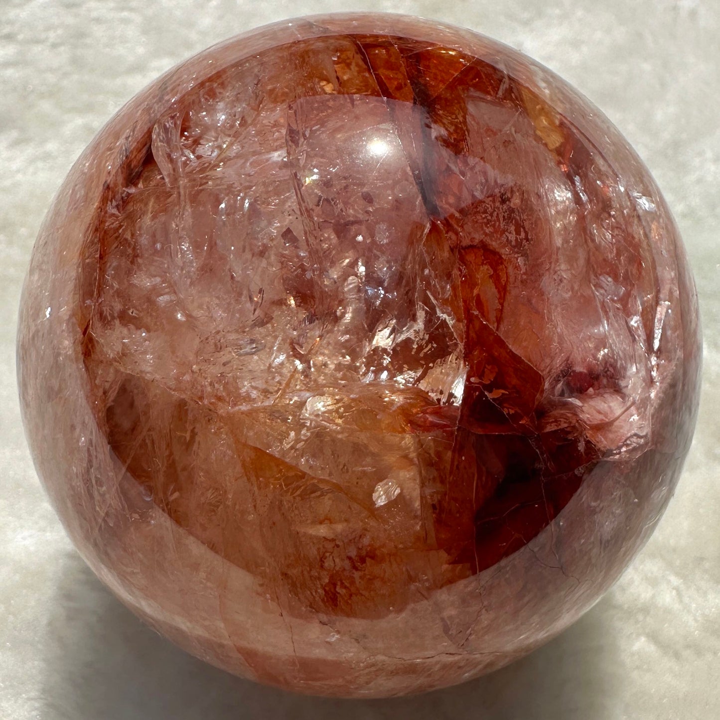 Nature Fire Quartz Sphere, Polished Hematoid Quartz Crystal Ball, Red Phantom Quartz Orb