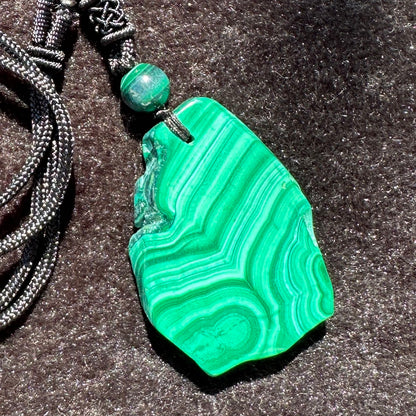 Natural Malachite Slice Pendant, Malachite Jewelry, Gemstone Pendant, Stylish Necklace Accessory