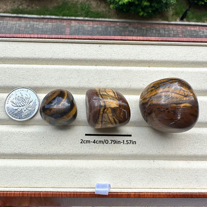 Nature Tiger Eye Tumble Stones; Tiger's Eye Gemstone Nuggets, Semi-Polished Tiger Eye Stone