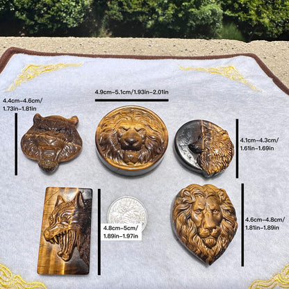 High-quality Tiger's Eye Lion Carving, 2 Styles Natural Tiger Eye Animal Carvings, Lion Sculpture