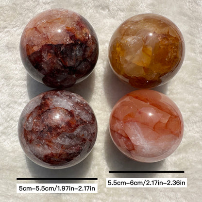 Nature Fire Quartz Sphere, Polished Hematoid Quartz Crystal Ball, Red Phantom Quartz Orb