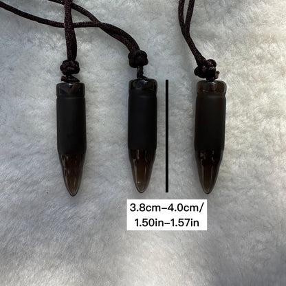 Natural Ice Obsidian Bullet Pendant -Sleek and Stylish; 3.8-4cm/1.50-1.57in Ice Obsidian Necklace, Crystal Charm