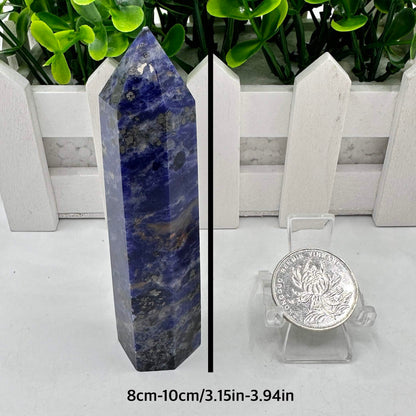 Natural Hexagonal Column Sodalite Point, 8-10cm/3.15-3.94in Blue Sodalite Tower, Sodalite Healing Point