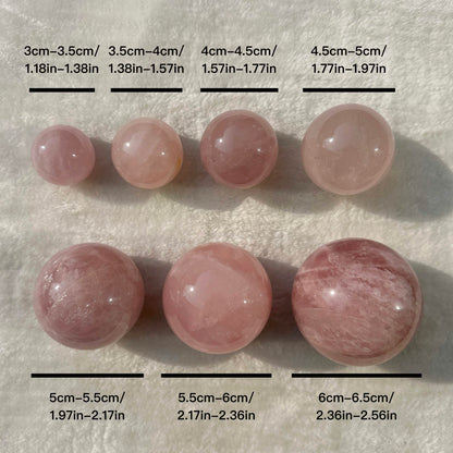 Nature Rose Quartz Mini Sphere, Multiple Sizes Pink Crystal Ball