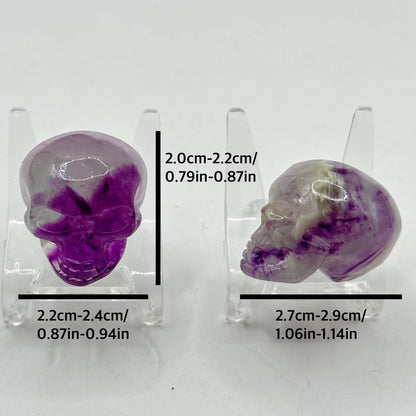 Natural Fluorite Skull Carving, Halloween-themed Fluorite Skull Figurine, Crystal Carving