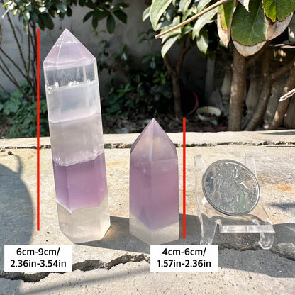 Natural Lavender Fluorite Crystal Point, 4-9cm/1.57-3.54in Tall Lavender Fluorite Tower, Fluorite Healing Wand