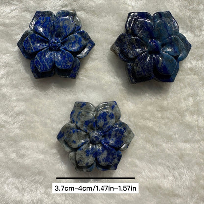 Natural Lapis Lazuli Flower Carving-Prosperity in Bloom, Detailed Lapis Lazuli Flower Sculpture, Crystal Carving