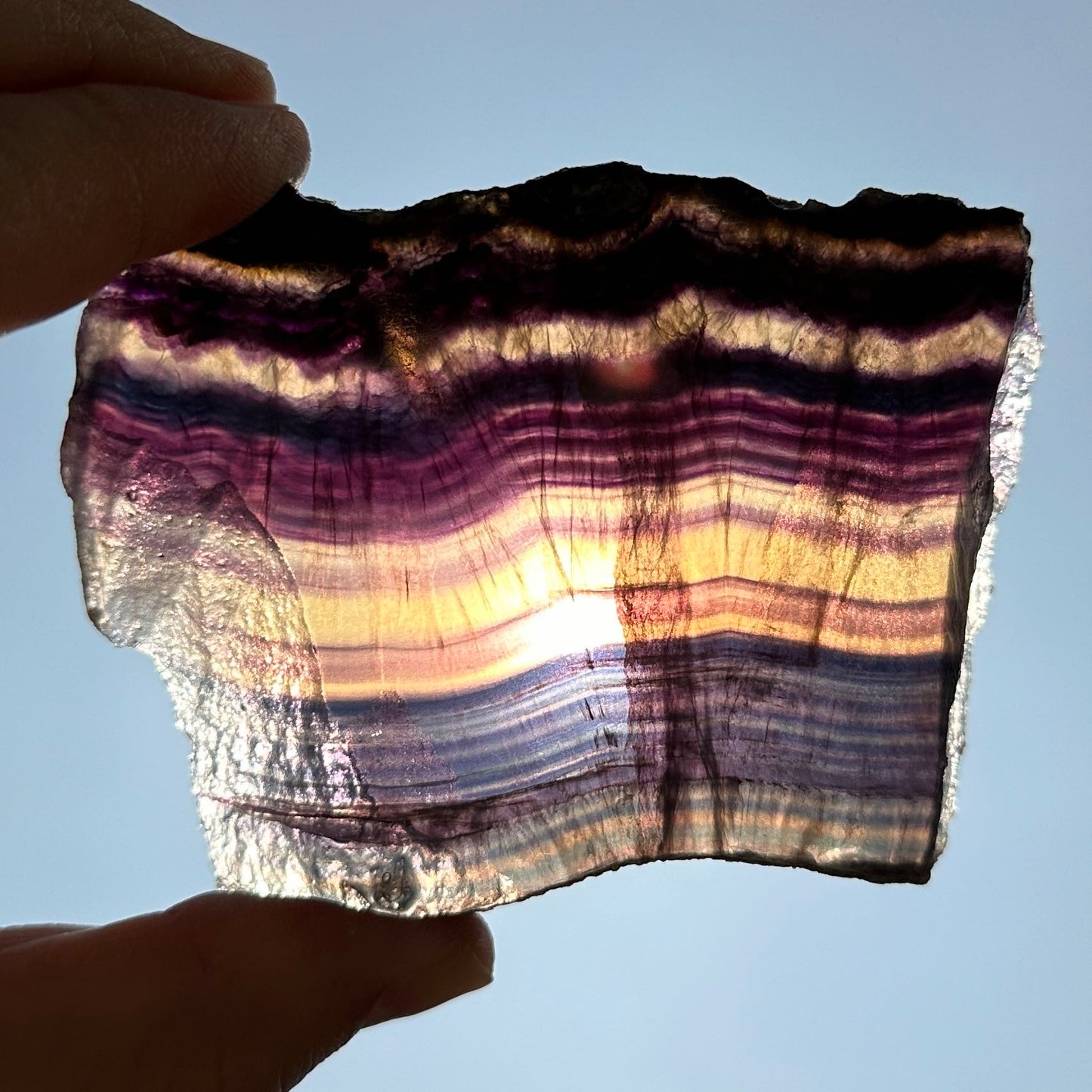 Natural Colorful Fluorite Slice, Polished Rainbow Fluorite Specimen