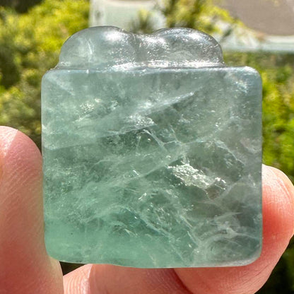 Natural Fluorite Gift Box Carving, Fluorite Cube Sculpture, Present-Shaped Figurine, Crystal Carving