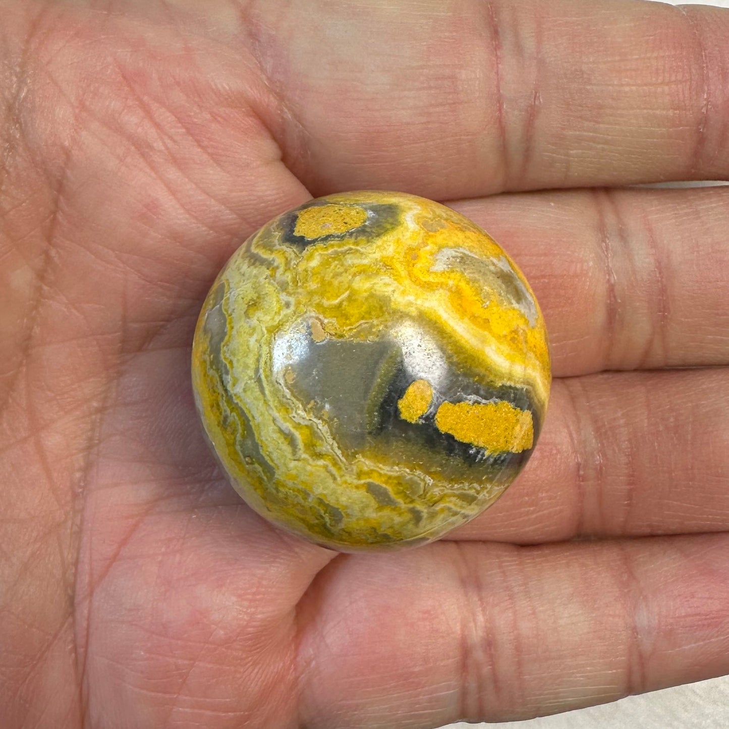 Natural Bumble Bee Jasper Pocket Sphere, Bumble Bee Jasper Mini Globe