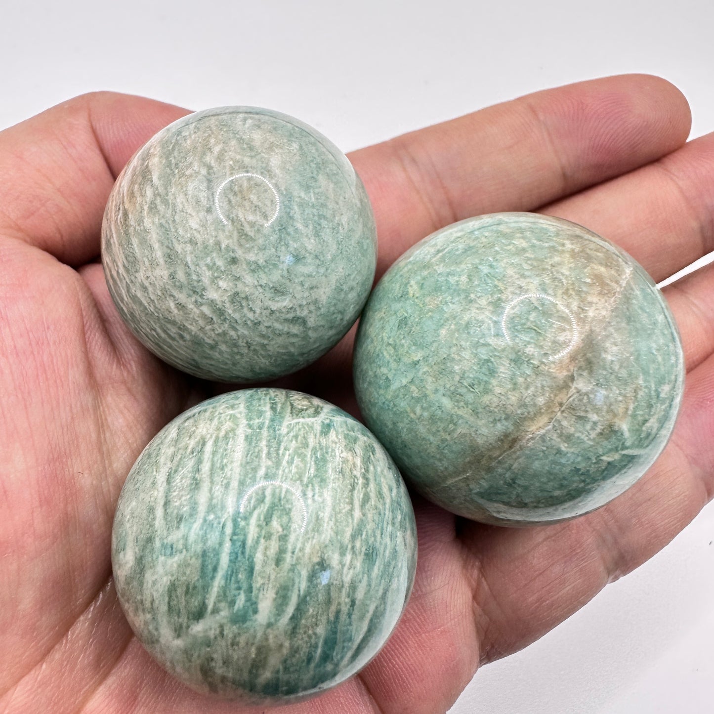 Natural Amazonite Mini Sphere, 3.2-3.7cm/1.26-1.46in Amazonite Crystal Ball, Small Orb, Crystal Sphere