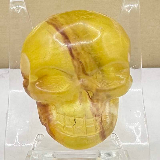 Natural Fluorite Skull Carving, Halloween-themed Fluorite Skull Figurine, Crystal Carving