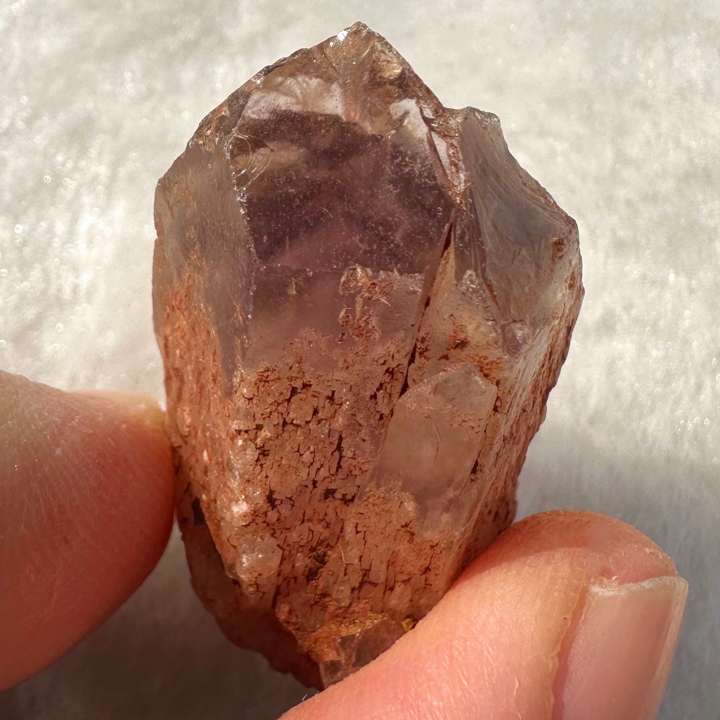 Natural Amethyst Tip Containing Mysterious Pyramid Shape within the Crystal