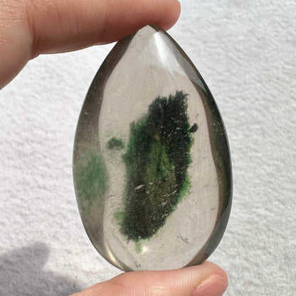 Vibrant Green Phantom Quartz Tear Drop Pendant, Color Enhanced Garden Quartz