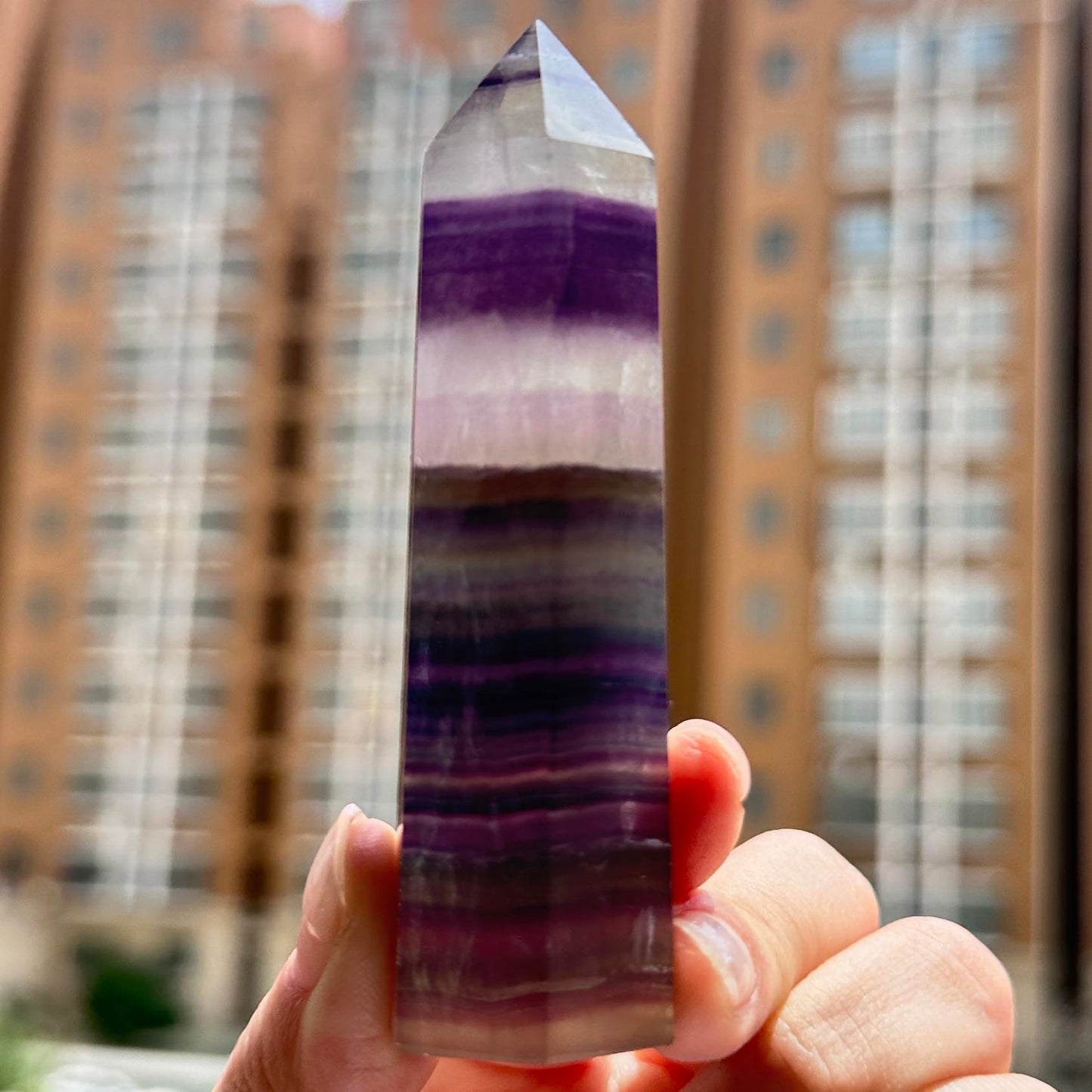 Natural Colorful Fluorite Crystal Point, Rainbow Fluorite Tower, Multicolored Fluorite Obelisk, Fluorite Healing Wand, Energy Point