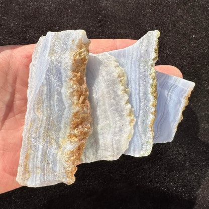 Natural Blue Lace Agate Slice with Calming Blue and Peaceful Veins; Rare Blue Lace Chalcedony Crystal Slice