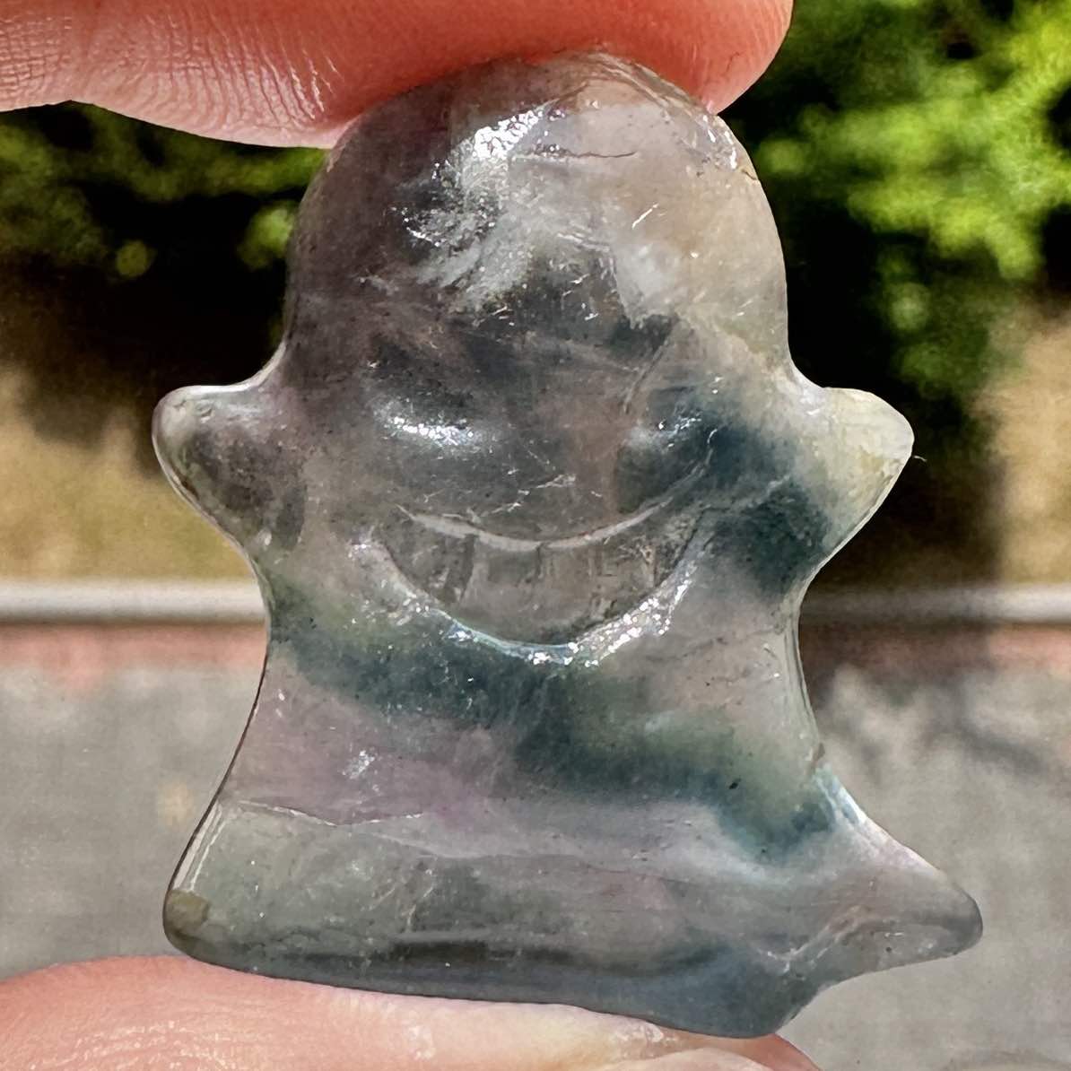 Natural Colorful Fluorite Ghost Carving, Fluorite Ghost Figurine, Mini Crystal Ghost, Cute Ghost Sculpture, Crystal Carving