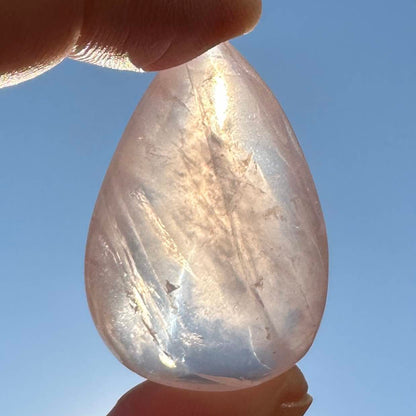 Natural Rose Quartz Teardrop Pendant Without Hole, Polished Crystal Droplet, Gemstone Tear-Shaped Charm