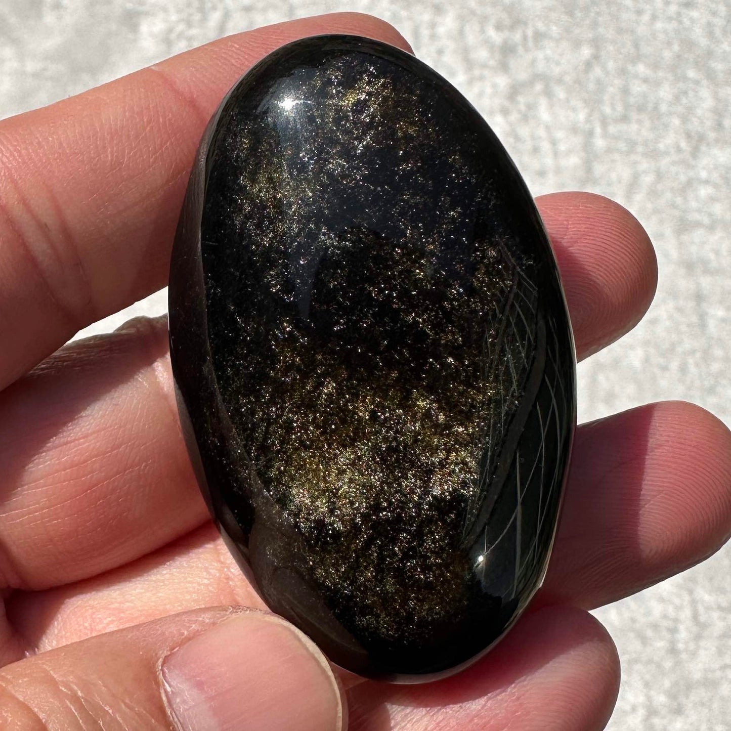 Natural Golden Obsidian Oval Shape Palm Stones, 5-5.2cm/1.97-2.05in Shimmering Gold Obsidian, Gold Sheen Obsidian