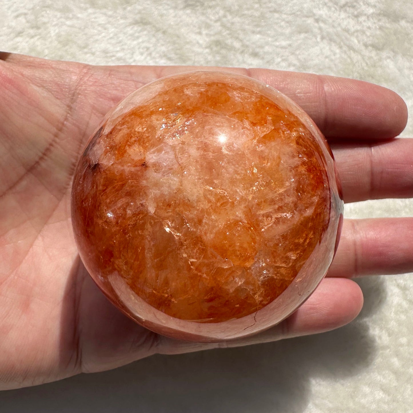 Nature Fire Quartz Sphere, Polished Hematoid Quartz Crystal Ball, Red Phantom Quartz Orb