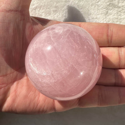 Nature Rose Quartz Mini Sphere, Multiple Sizes Pink Crystal Ball