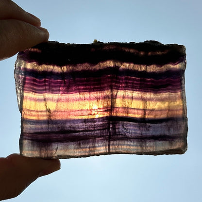 Natural Colorful Fluorite Slice, Polished Rainbow Fluorite Specimen