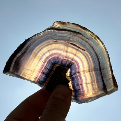 Natural Colorful Fluorite Slice, Polished Rainbow Fluorite Specimen