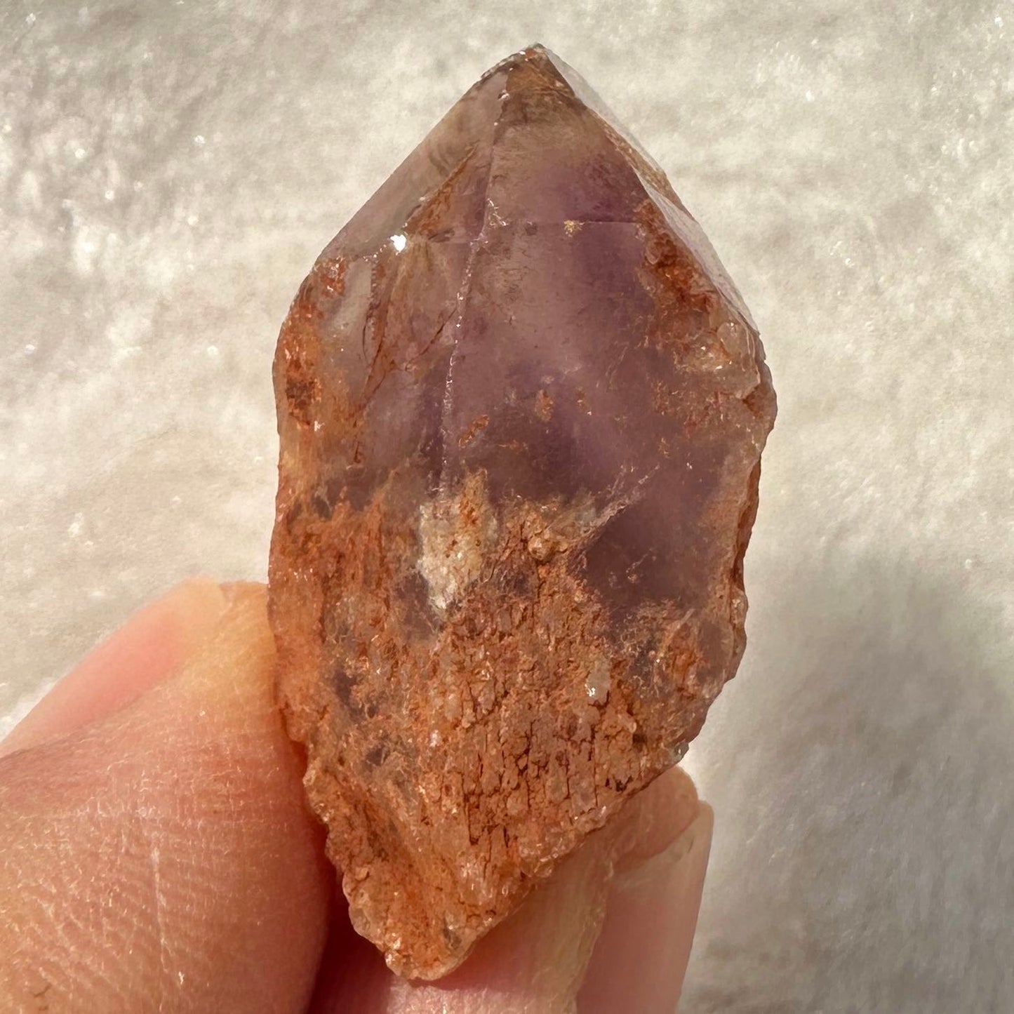 Natural Amethyst Tip Containing Mysterious Pyramid Shape within the Crystal