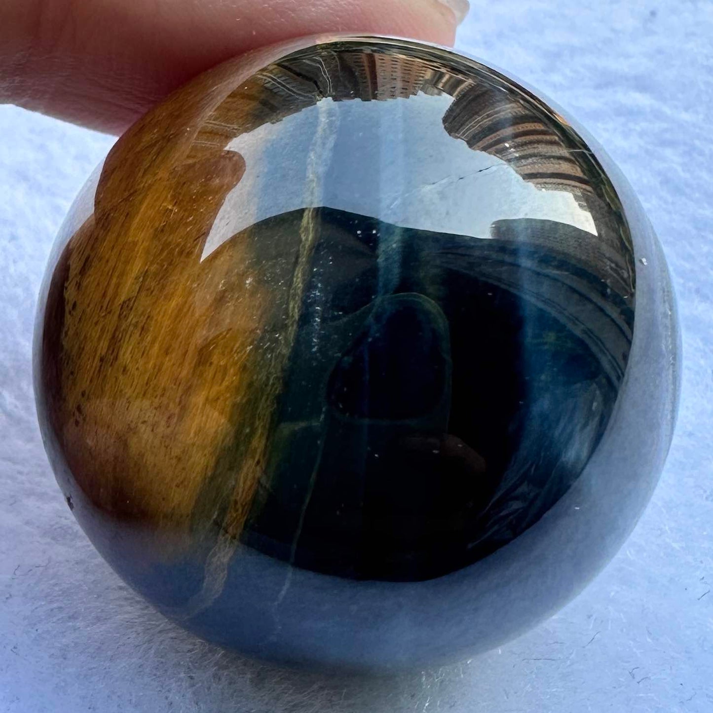 Natural Blue Tiger Eye Crystal Ball, 2.7-3.3cm/1.06-1.3in Hawk's Eye Mini Sphere, Falcon's Eye Orb