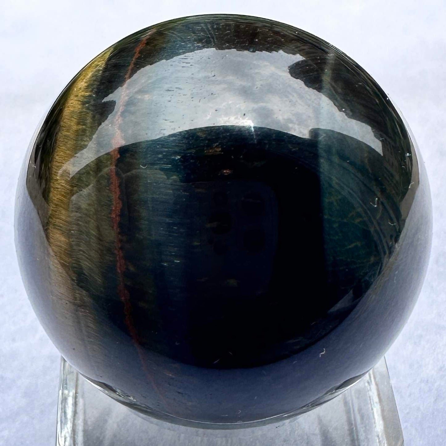 Natural Blue Tiger Eye Crystal Ball, 2.7-3.3cm/1.06-1.3in Hawk's Eye Mini Sphere, Falcon's Eye Orb