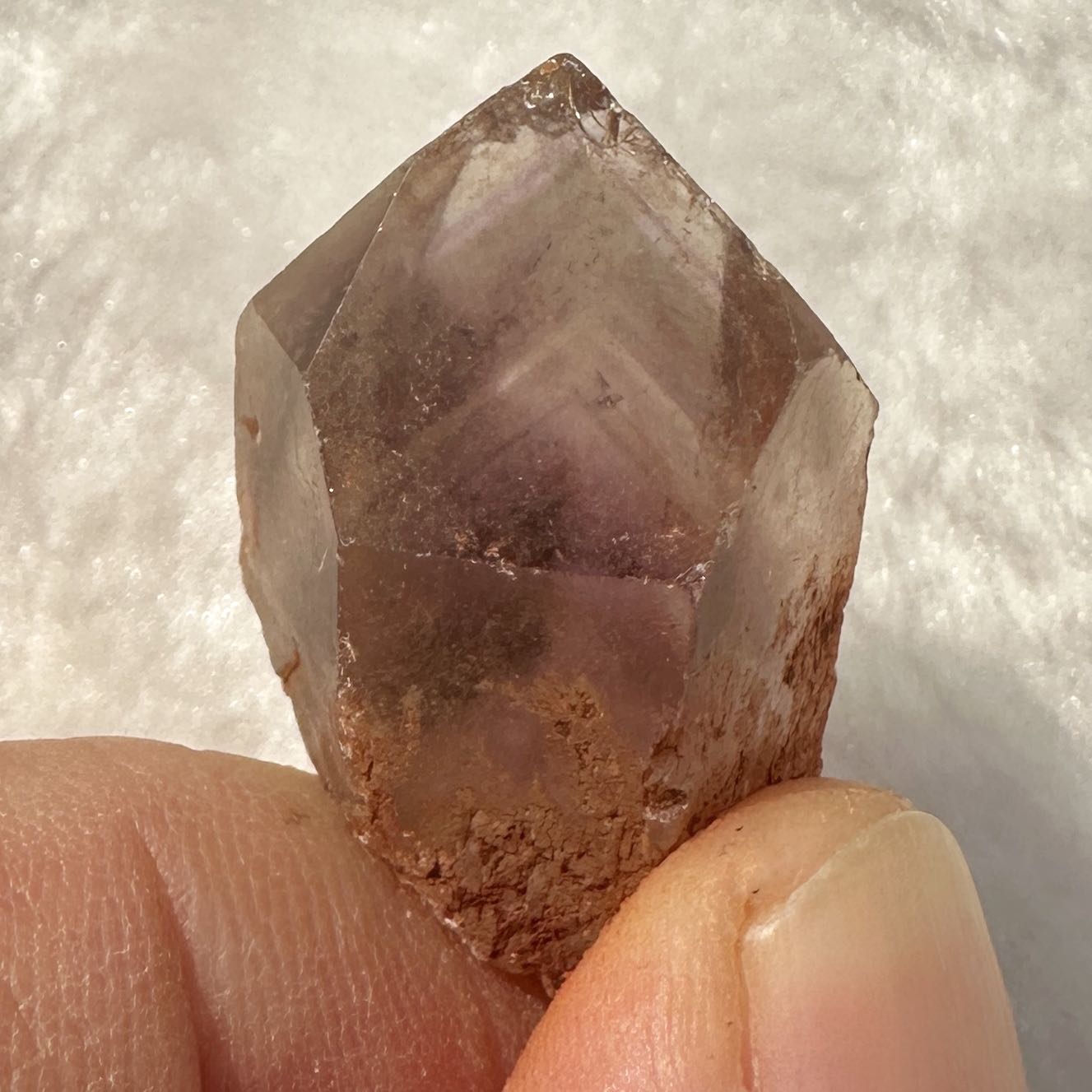 Natural Amethyst Tip Containing Mysterious Pyramid Shape within the Crystal