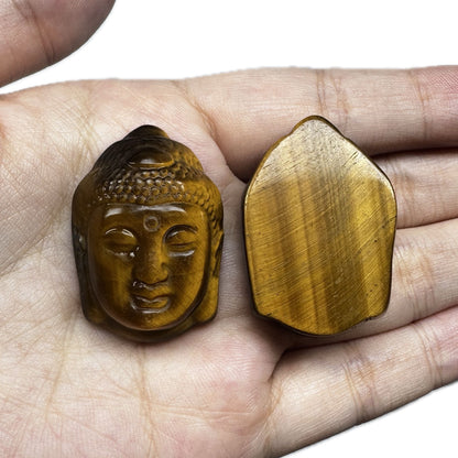 High-quality Tiger's Eye Buddha Head Carving, Natural Tiger Eye Carvings, Buddha Carving, Religious Sculpture