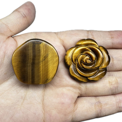 High-quality Tiger's Eye Rose Carving, Natural Tiger Eye Flower Carvings, Rose Sculpture