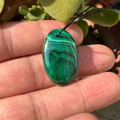 Natural Malachite Pendant (Drilled), Choose from Different Shapes: Teardrop, Square & Oval