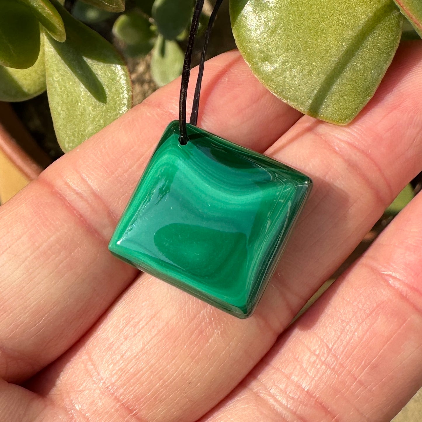 Natural Malachite Pendant (Drilled), Choose from Different Shapes: Teardrop, Square & Oval