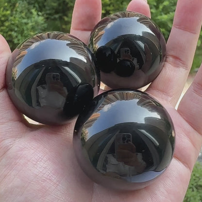 Black Obsidian Mini Sphere, 3.7-4.2cm/1.46in-1.65in Obsidian Ball, Crystal Sphere