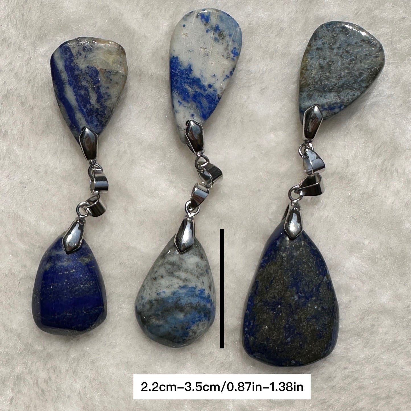 Natural Lapis Lazuli Droplet Pendant, 2.2-3.5cm/0.87-1.38in Royal Blue Gemstone Tear Drop